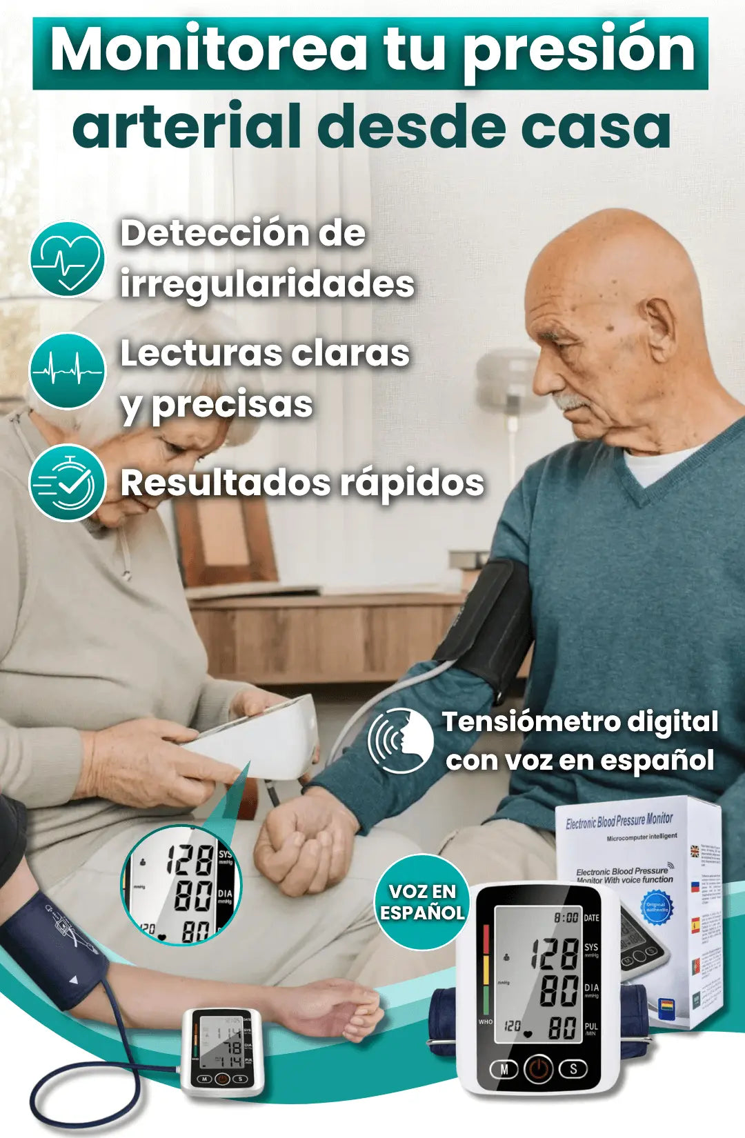 Tensiómetro Digital con Voz en Español Recargable👨👩👧🩺