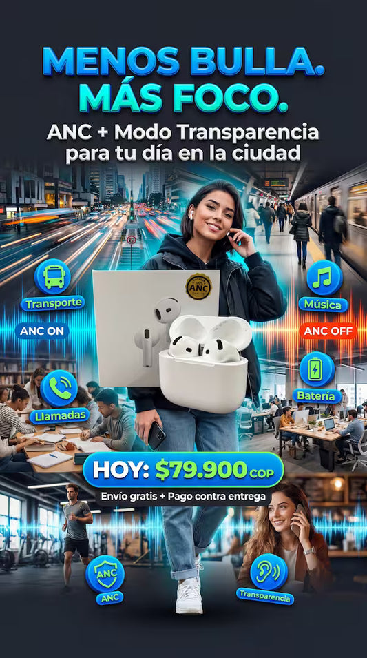 Audífonos Virales Serie 4 con Cancelación de Ruido ANC 🎧