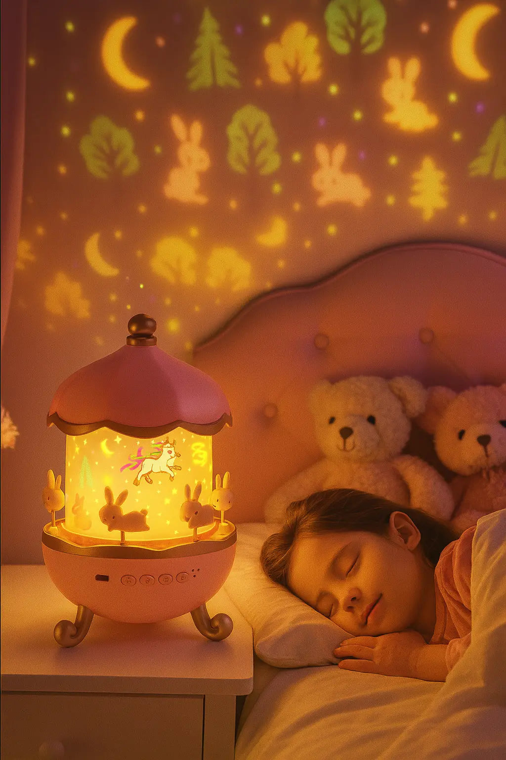 MagicDreams™: Proyector Musical con Carrusel de Conejitos 🐇