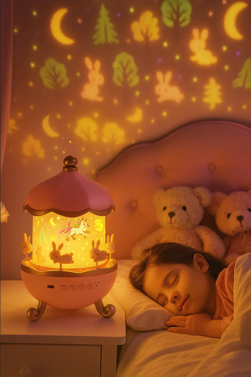 MagicDreams™: Proyector Musical con Carrusel de Conejitos 🐇
