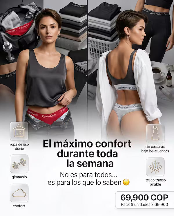 Pack x6 Tangas CK Premium – ¡Llévate las 6 por solo $69.900! 🔥